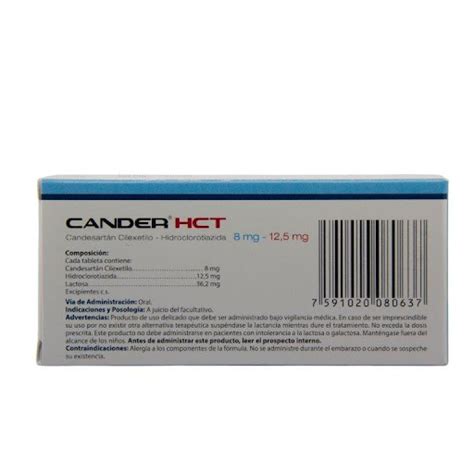 Candesartán Hidroclorotiazida Cander Hct 8 12 5Mg X 30 Tabletas Valmor