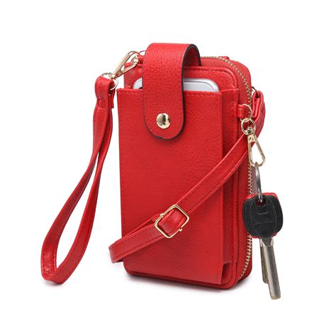 Poppy Faux Leather Womens Crossbody Shoulder Bag Cell Phone Purse Wallet Credit Card Slots