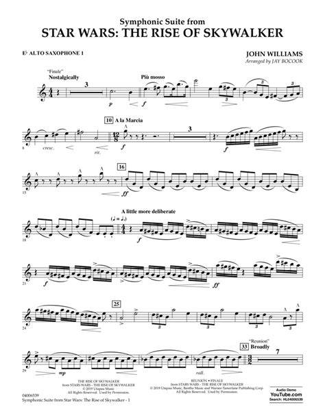 Symphonic Suite From Star Wars The Rise Of Skywalker Arr Bocook Eb Alto Saxophone 1 By