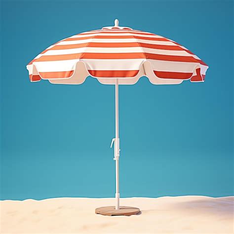 Premium Ai Image A Red And White Striped Umbrella On A Beach