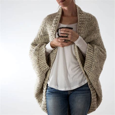 Easy Shrug Knitting Pattern Over Sized Scoop Sweater Knit Cardigan