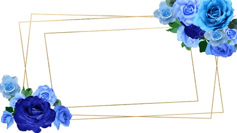 Blue Rose Gold Combination Border Ornate Plant Blue Rose Watercolor