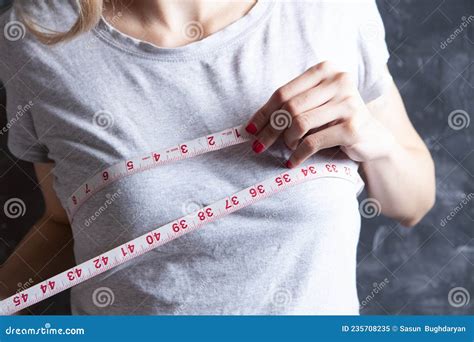 Young Girl Measures Her Breasts Stock Image Image Of Busty Tape