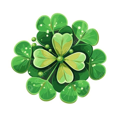 Lucky Clover Sticker Clipart Four Leaf Shamrock Flowers Vector Cartoon