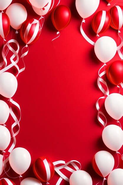 Premium Photo Red And White Balloons Confetti Concept Design Happy