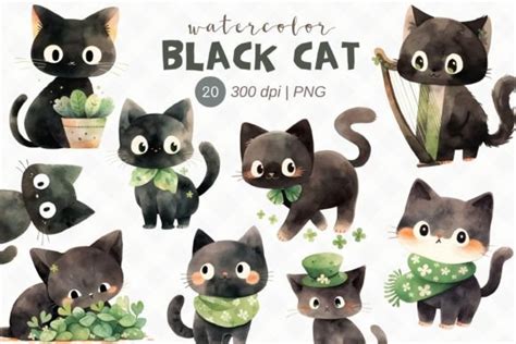 Black Cat Watercolor Clipart Graphic By Bunnyxart Creative Fabrica