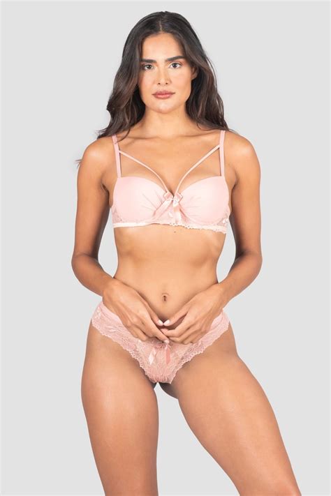 Conjunto Lingerie Morgana Rosa Ref P D Kaisan