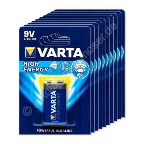 10x 9V E Block 6LP3146 Batterie Alkaline Varta High Energy 4922