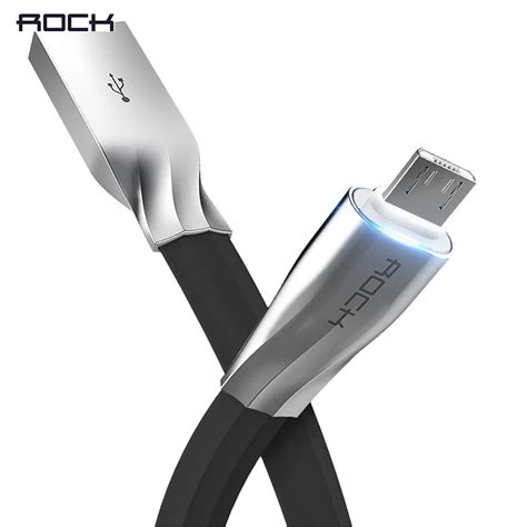 Auto Disconnect Micro USB Cable, ROCK 2.1A Led Light Fast Charging Micro USB Cable for Samsung ...