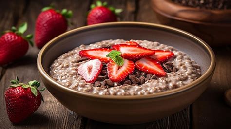 Premium AI Image Buckwheat Porridge With Strawberries