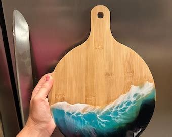 Epoxy Resin Cheese Bamboo Board Ocean Wave Maui Style Etsy