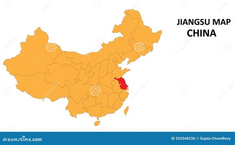 Jiangsu Province Map Highlighted On China Map With Detailed State And