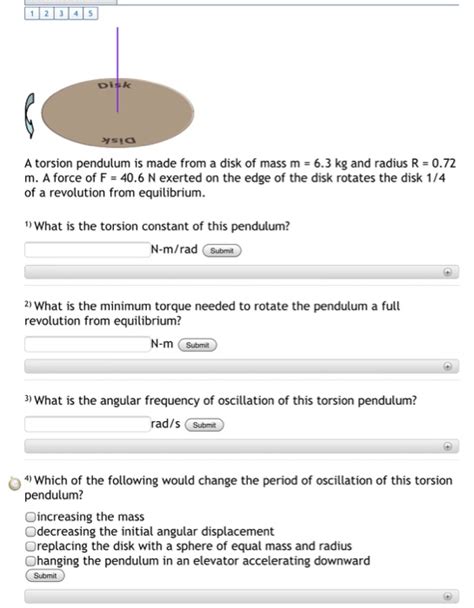 Solved Disk A Torsion Pendulum Is Made From A Disk Of Mass M