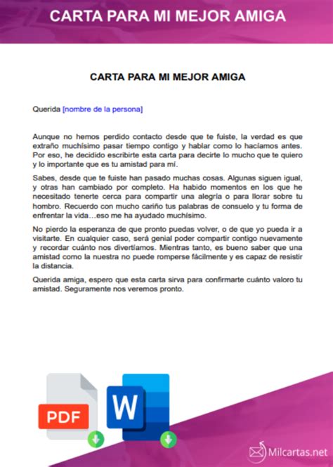 Carta Para Una Amiga Ejemplos Y Formatos Word Pdf My XXX Hot Girl