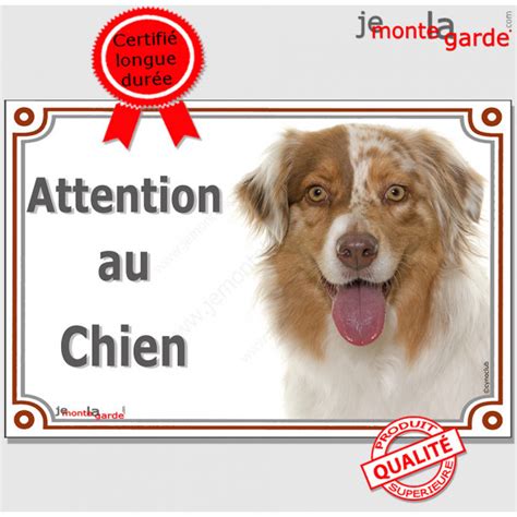 Berger Australien Rouge Merle Plaque Attention Au Chien Panneau Affiche