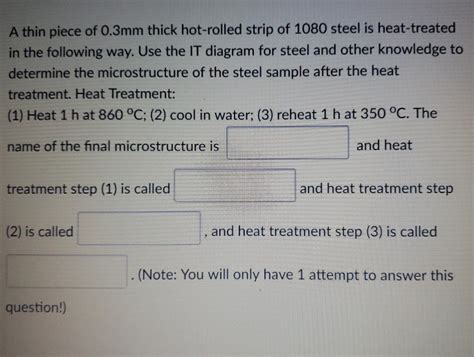 Solved A Thin Piece Of 0 3mm Thick Hot Rolled Strip Of 1080 Chegg