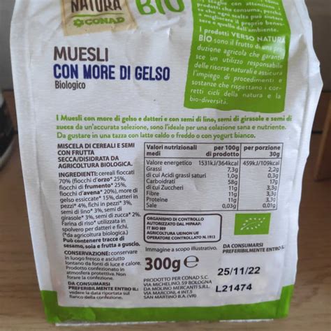 Verso Natura Conad Veg Muesli Con More Di Gelso Vegan Review Abillion