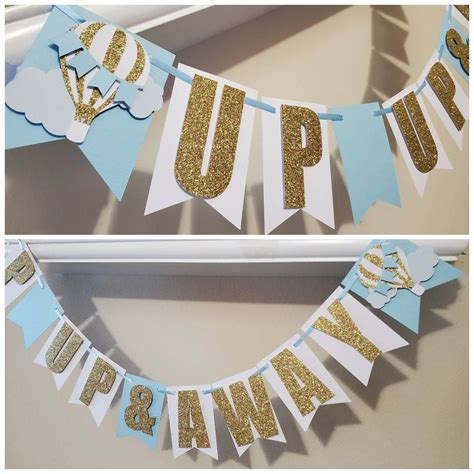 Up Up Away Birthday Banner Boy Hot Air Balloon Banner One Up Up And Away Banner Boy Girl Hot