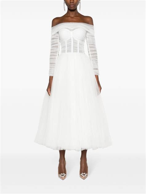 Ana Radu Corset Tulle Midi Dress Farfetch