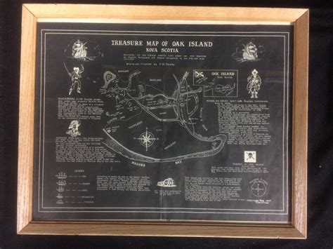 TREASURE MAP OF OAK ISLAND (NOVA SCOTIA) FRAMED