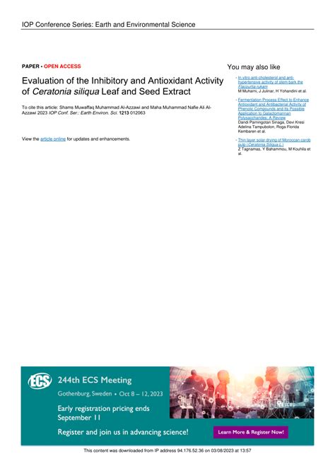 (PDF) Evaluation of the Inhibitory and Antioxidant Activity of ...