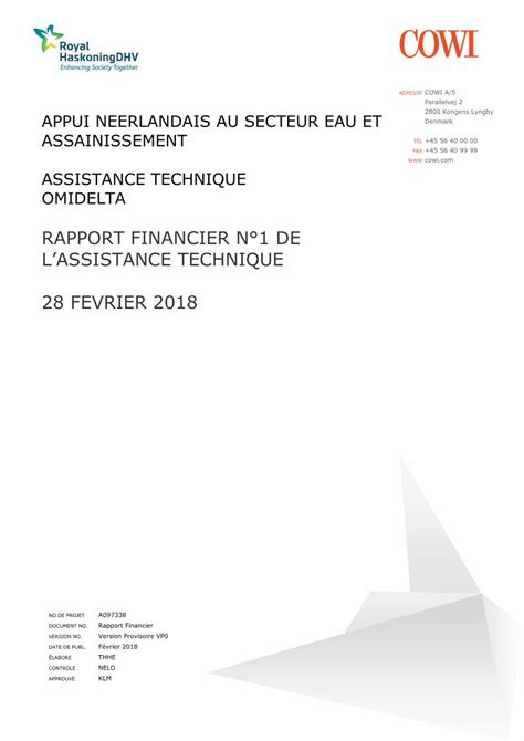 PDF RAPPORT FINANCIER N1 DE ASSISTANCE Le Programme Comporte