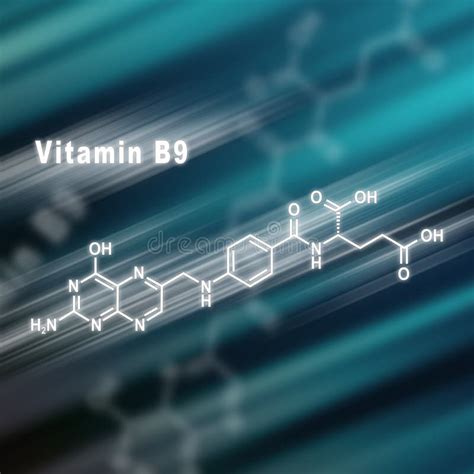 Vitamin B9 Folic Acid Structural Chemical Formula Stock Illustration