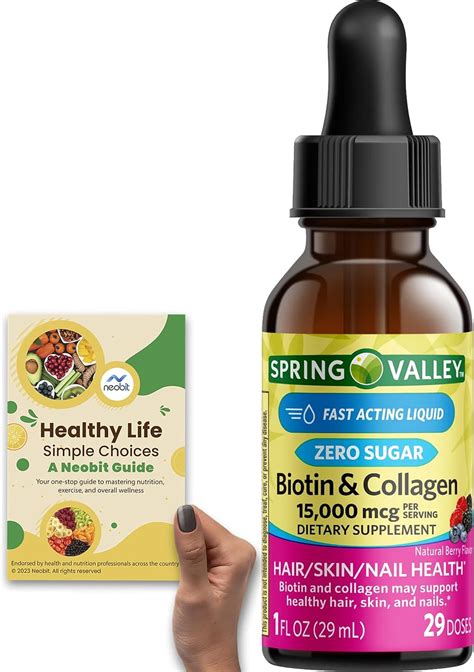 Spring Valley Biotina Collagen Liquid cero azúcar bayas naturales