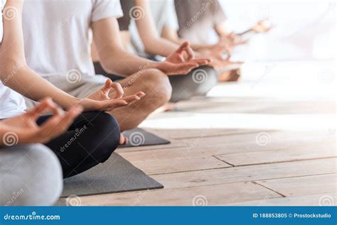 Zen And Meditation Group Of People Meditating Together In Lotus