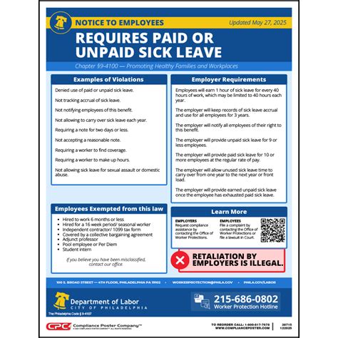 Philadelphia Paid Or Unpaid Sick Leave Poster Cpc