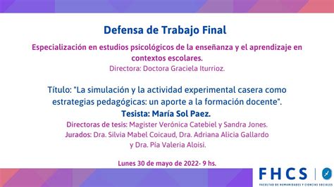 Defensa de Trabajo Final Especialización Paez María Sol YouTube