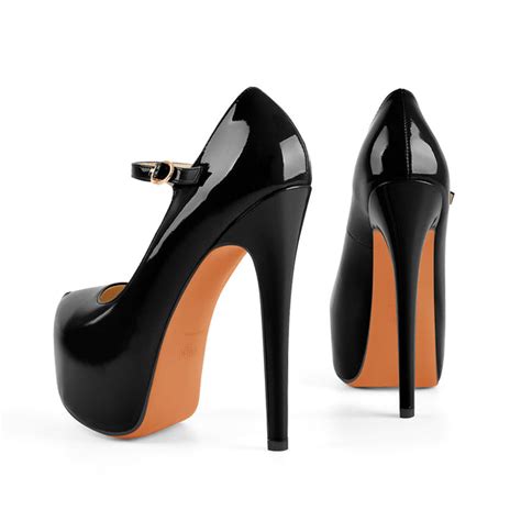 Mary Jane Platform Black Pointed Toe Stiletto High Heels Pumps Onlymaker