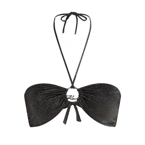 K Signature Halter Bikini Top Black Lurex Europa Art