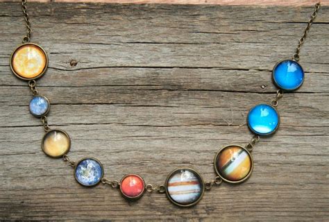 Planet Necklace Necklace With Planets Solar System Necklace Etsy