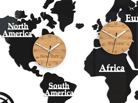 LARGE wall clock, Time zones, world clock, world Map, 100cm x 56cm / 39 ...