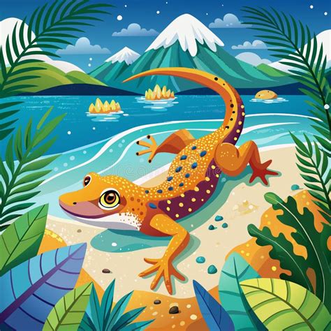 Australian Gecko Ardent Stay Beach Snow Vector Stock Vector