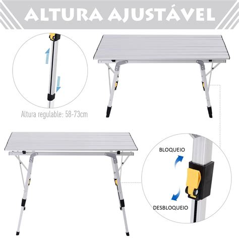 Mesa De Piquenique Dobr Vel Mesa De Campismo De Alum Nio Altura