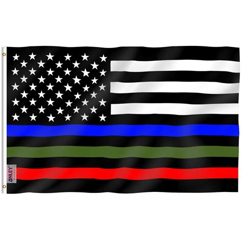 Anley Fly Breeze 3x5 Ft Thin Blue Red And Green Line Usa Flag