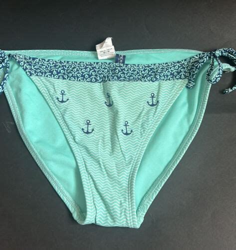 Sperry String Tied Bikini Bottom Blue Anchor Size Gem