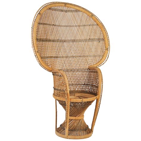 Large Vintage Bohemian 1970s Wicker Emmanuel Peacock Chair For Sale At