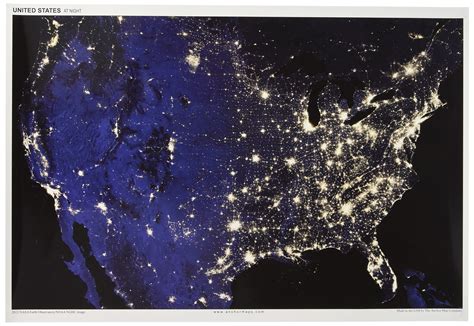 Map Of Usa Lights At Night - Drucie Kimberley