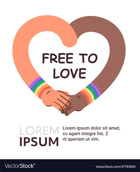 Hands In Heart Shape With Lgbt Rainbow Flags Gay Vector Image