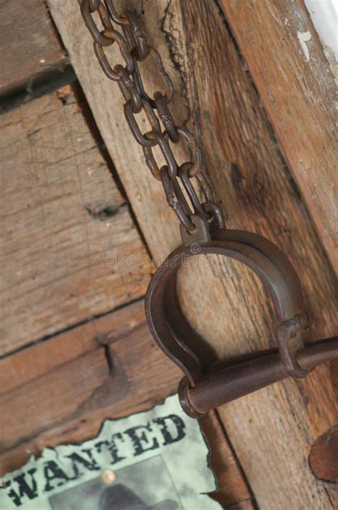 Vintage Old Western Prison Shackles And Reward Fug Stock Image Image