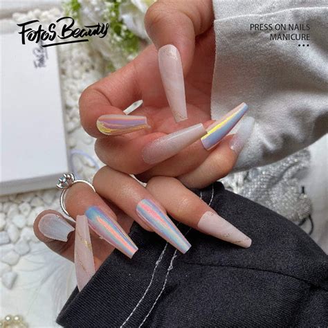 Fofosbeauty 24PCS Press On Fake Nails Extra Long Coffin False Nails