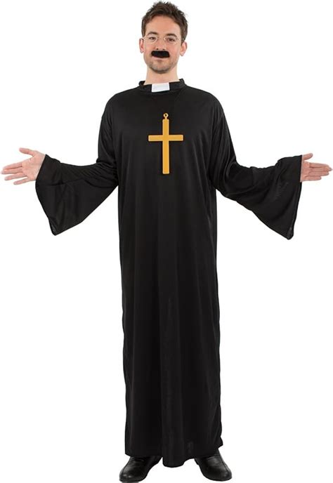 Orion Costumes Mens Vicar Black Robe Priest Religious Fancy Dress