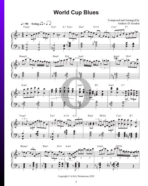 World Cup Blues Andrew D Gordon Piano Sheet Music Oktav