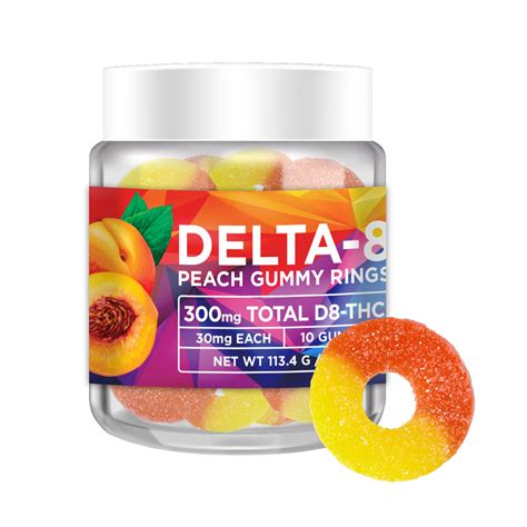 No Cap Hemp Co Delta 8 Thc Gummy Rings Peach 30mg 10 Count Direct