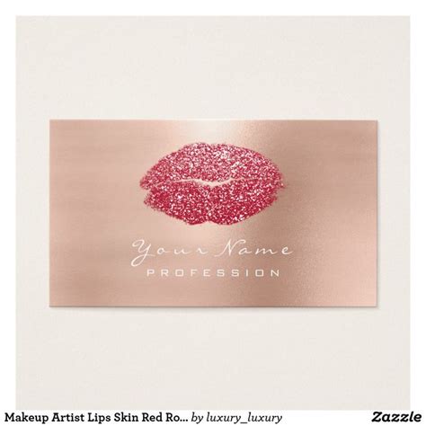 Makeup Artist Lips Skin Red Rose Lipstick Glitter Business Card