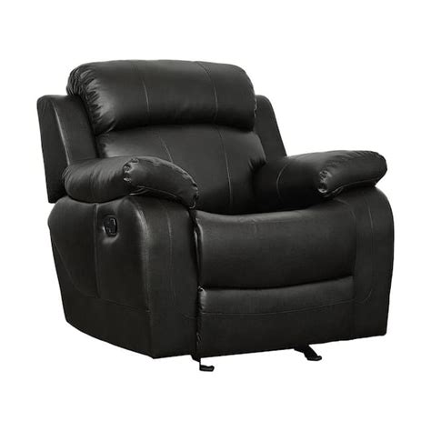 Lazzara Alamo Black Faux Leather Glider Manual Recliner 9724BLK 1 The