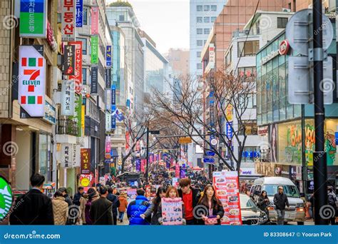 Myeongdong Shopping Street In Seoul City Korea Editorial Photography